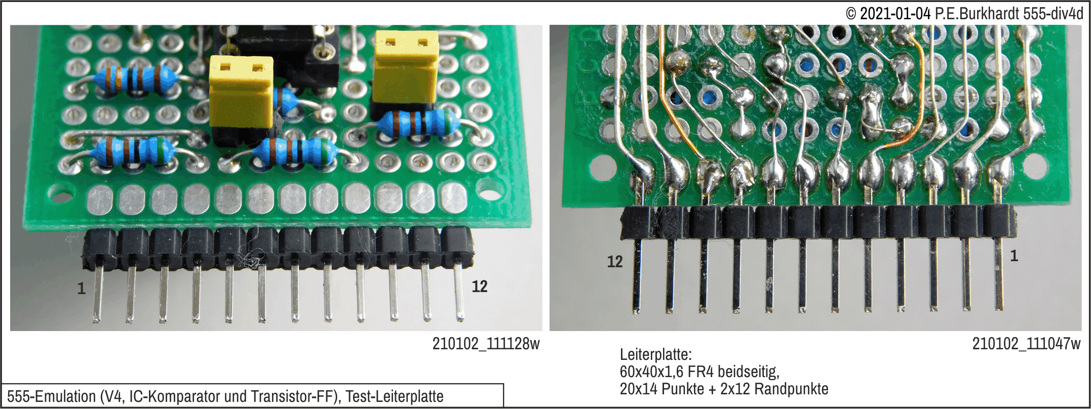 555-Emulation mit IC-Komparator und Transistor-FF, PCB