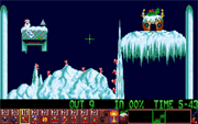 Screenshot of Holiday Lemmings 1993 (Amiga)